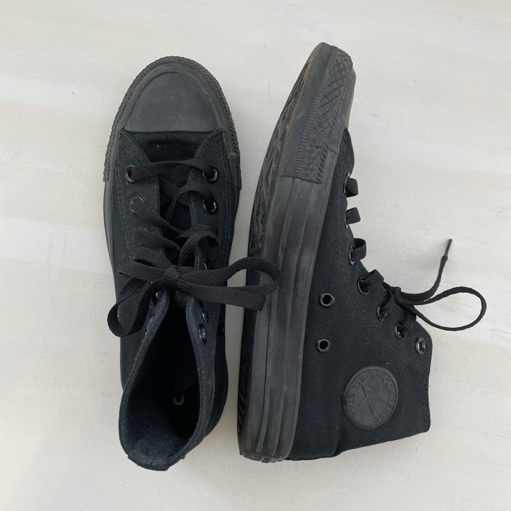 all black high top converse